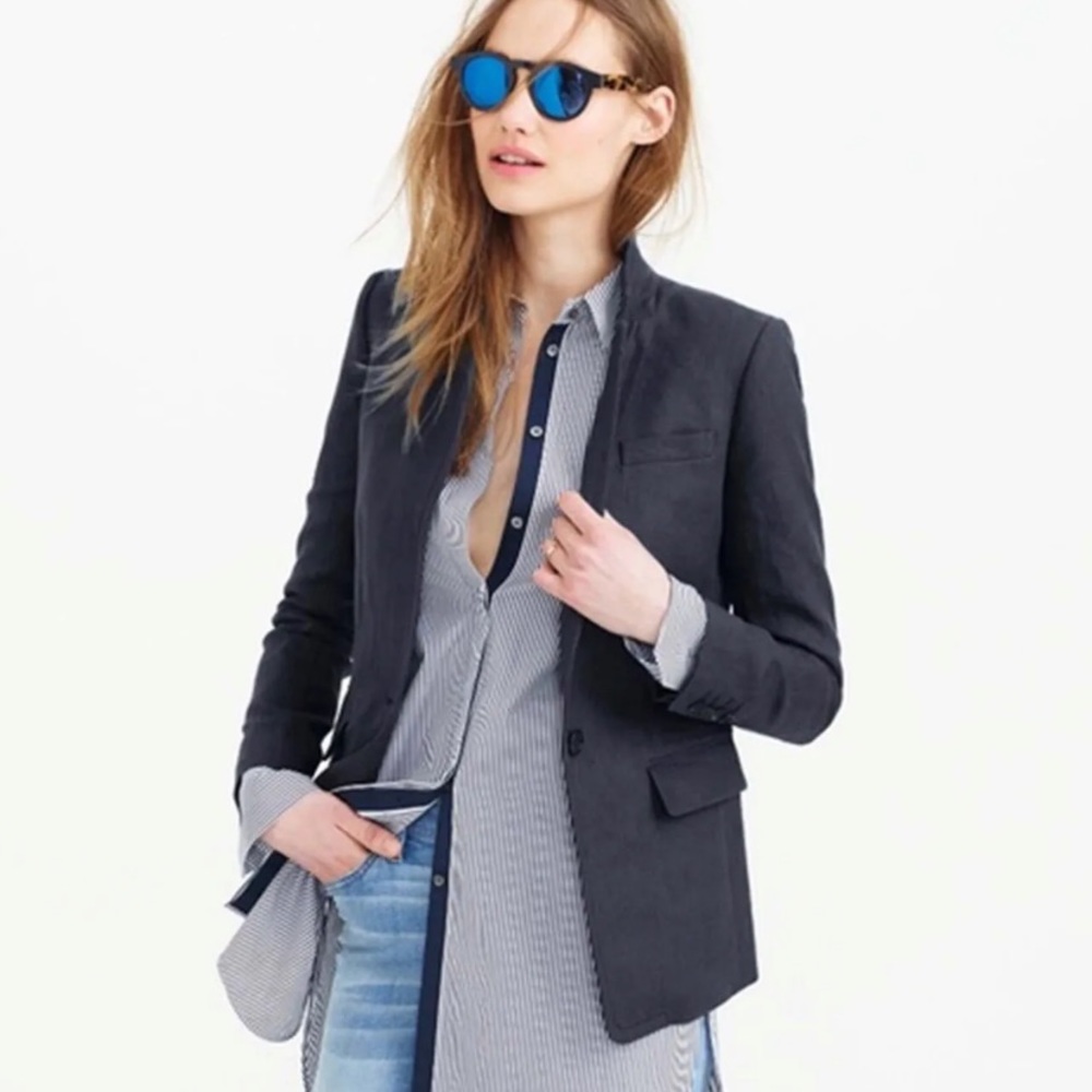 JCrew Linen 1-Button Regent Blazer